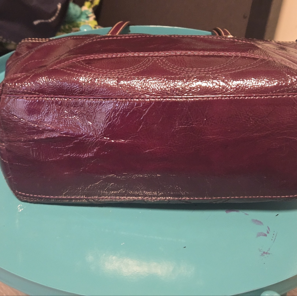 Coach Deep Purple Leather Tote - Picture 6 of 17